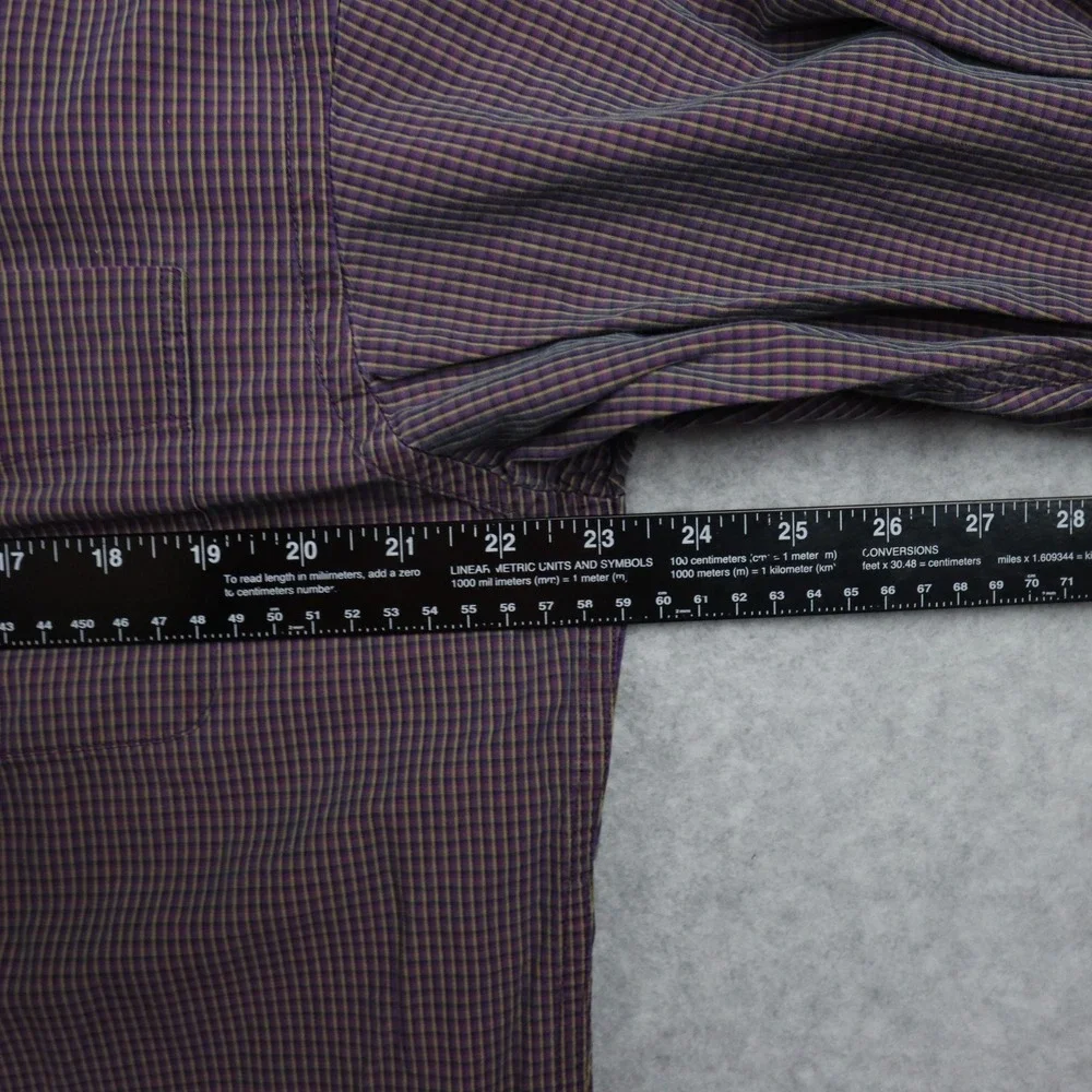 Banana Republic Shirt Mens Medium Pocket‎ Button Up Purple Plaid Long Sleeve